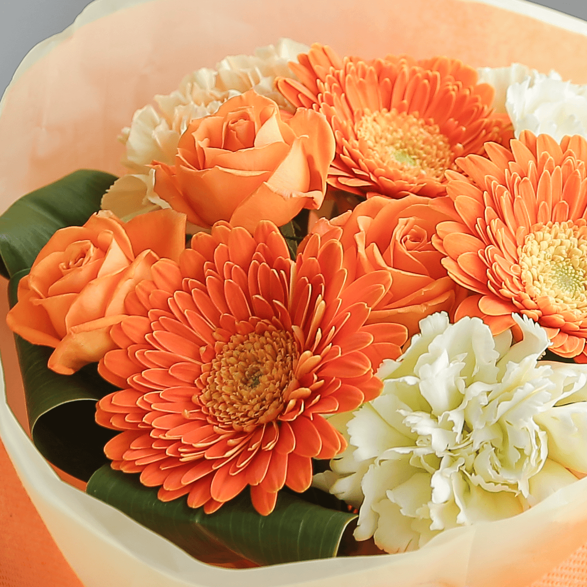 WEB限定｜そのまま飾れる花束｜スタンドブーケ「フレッシュオレンジ」※4/25～5/14は配送指定の対応をしておりません