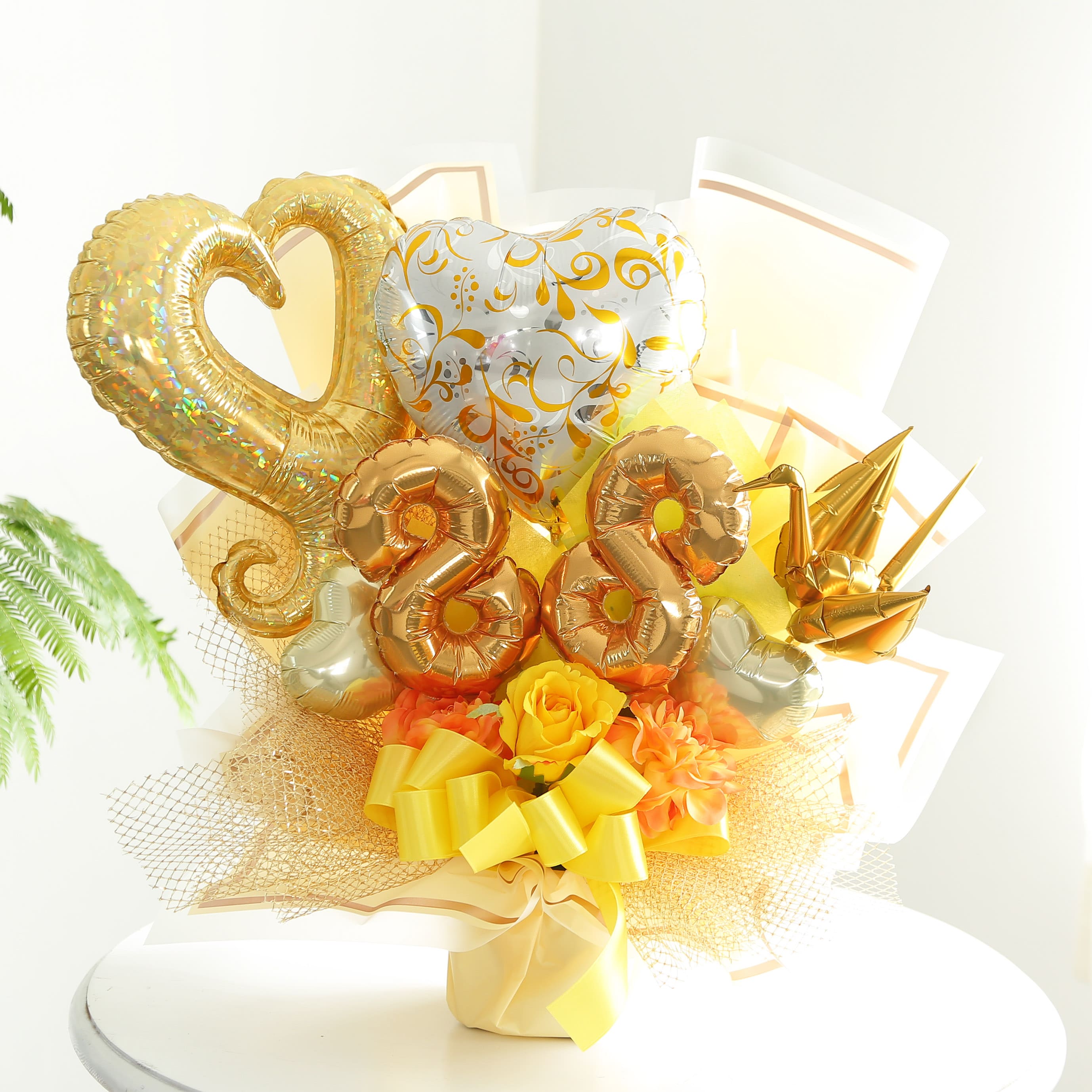 バルーンギフト卓上タイプ｜祝米寿♥️ORIZURU｜風船のブーケ・花束