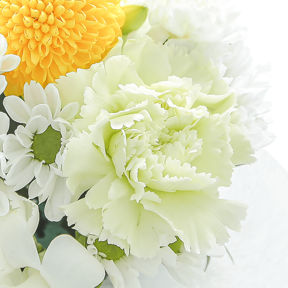 【お供え花・仏花】花瓶要らずでそのまま飾れるアレンジメント「メモワール ホワイトグリーン」。ペットのお供えのお花にもオススメ。花屋の通販|大阪の花屋05