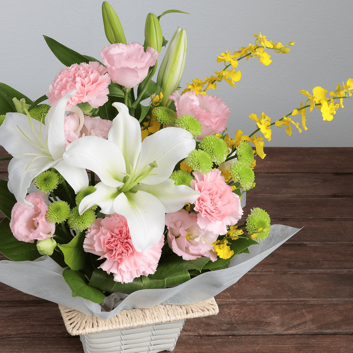 お供え花・仏花】WEB限定|アレンジメント「レェーヴ ピンク」(白の お供え花・仏花】WEB限定|アレンジメント「レェーヴ ピンク」(白の