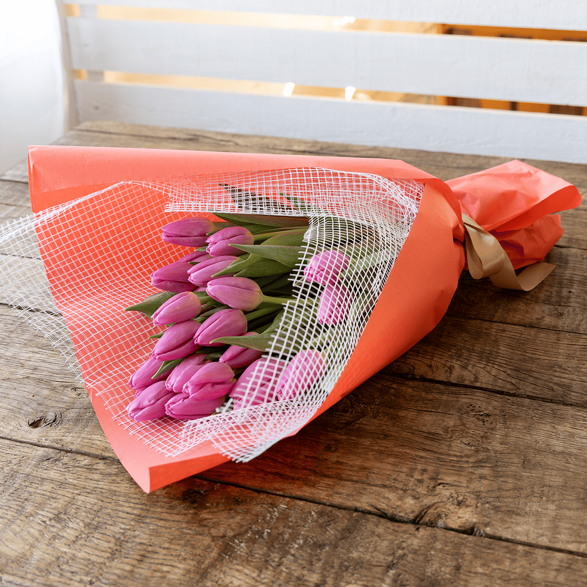 【チューリップのブーケ】Lサイズ|ピンク