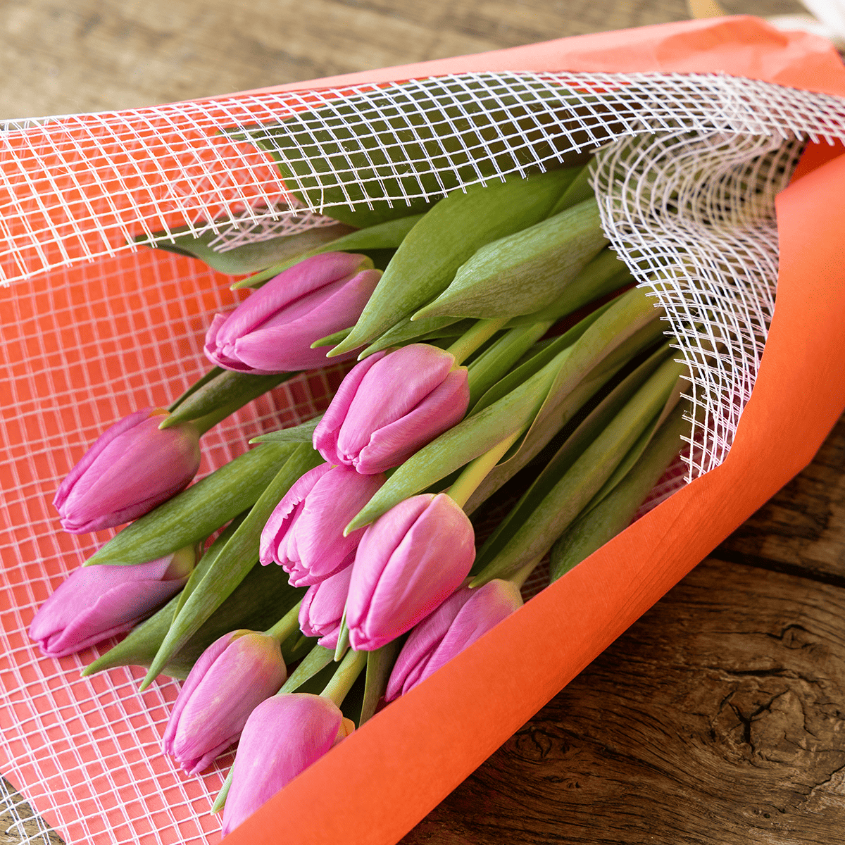 【チューリップのブーケ】Mサイズ|ピンク