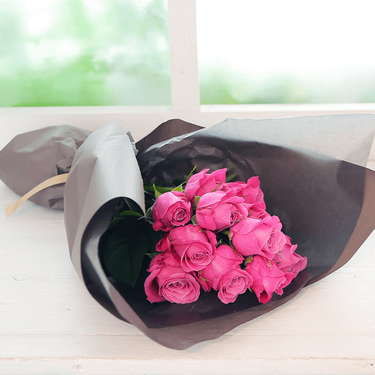 【いい夫婦の日】12本のバラの花束「ダーズンローズ」(ピンク/赤)|プレゼント用|花屋の通販|誕生日/結婚記念日などフラワーギフト09