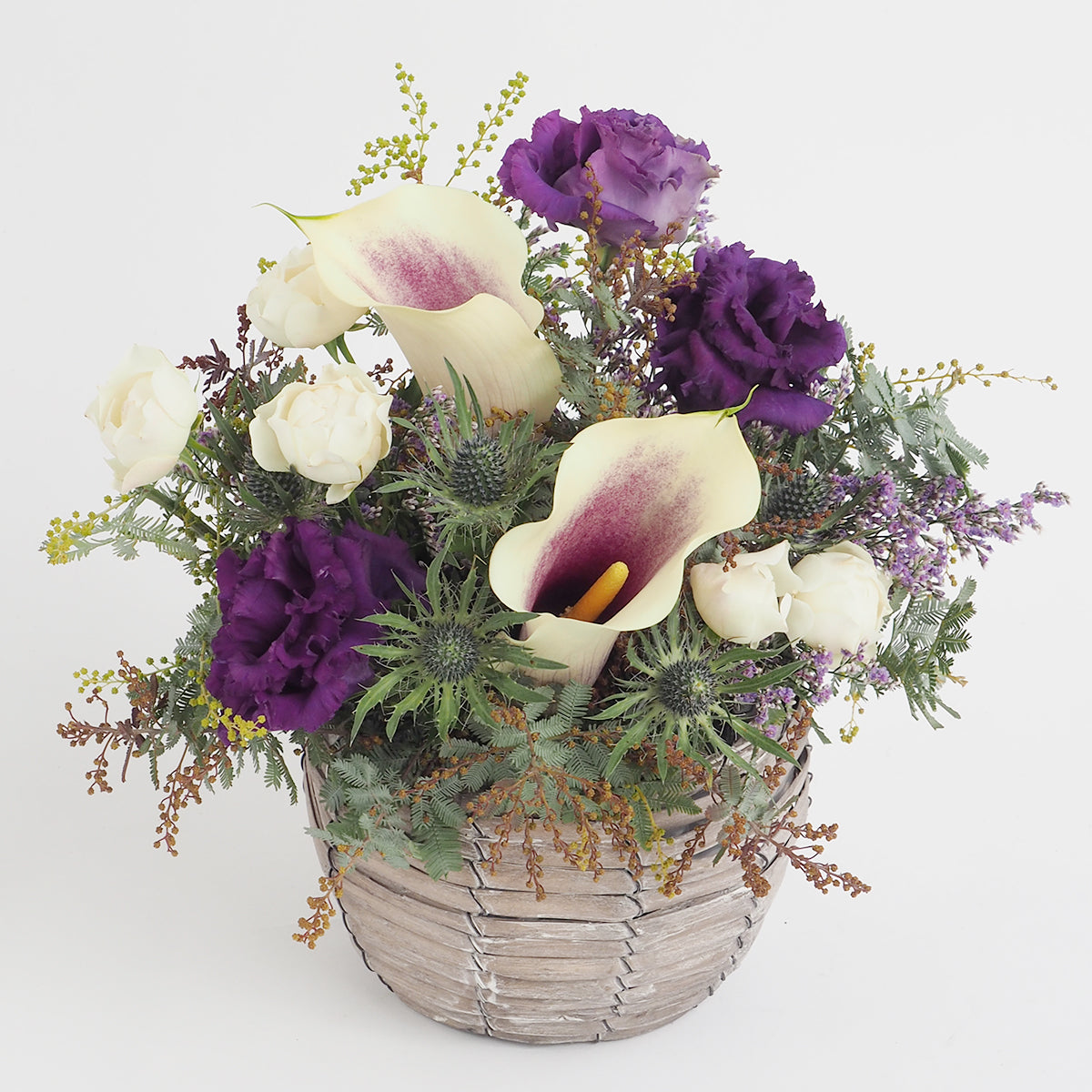 【フラワーアレンジ】Mサイズ|青・紫|花屋の通販|ブーケ|誕生日/結婚記念日などフラワーギフト01