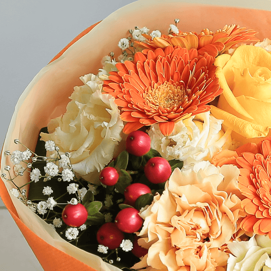 WEB限定｜そのまま飾れる花束｜スタンドブーケ「フレッシュオレンジ」L