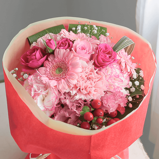 WEB限定|そのまま飾れる花束|スタンドブーケ「スイートピンク」L