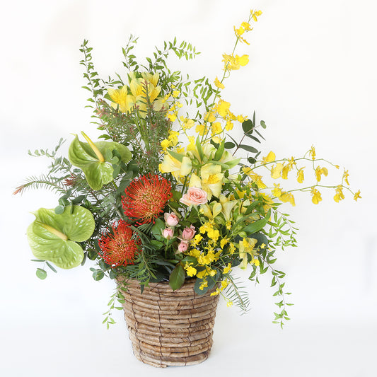 【フラワーアレンジ】XXLサイズ|黄色・オレンジ