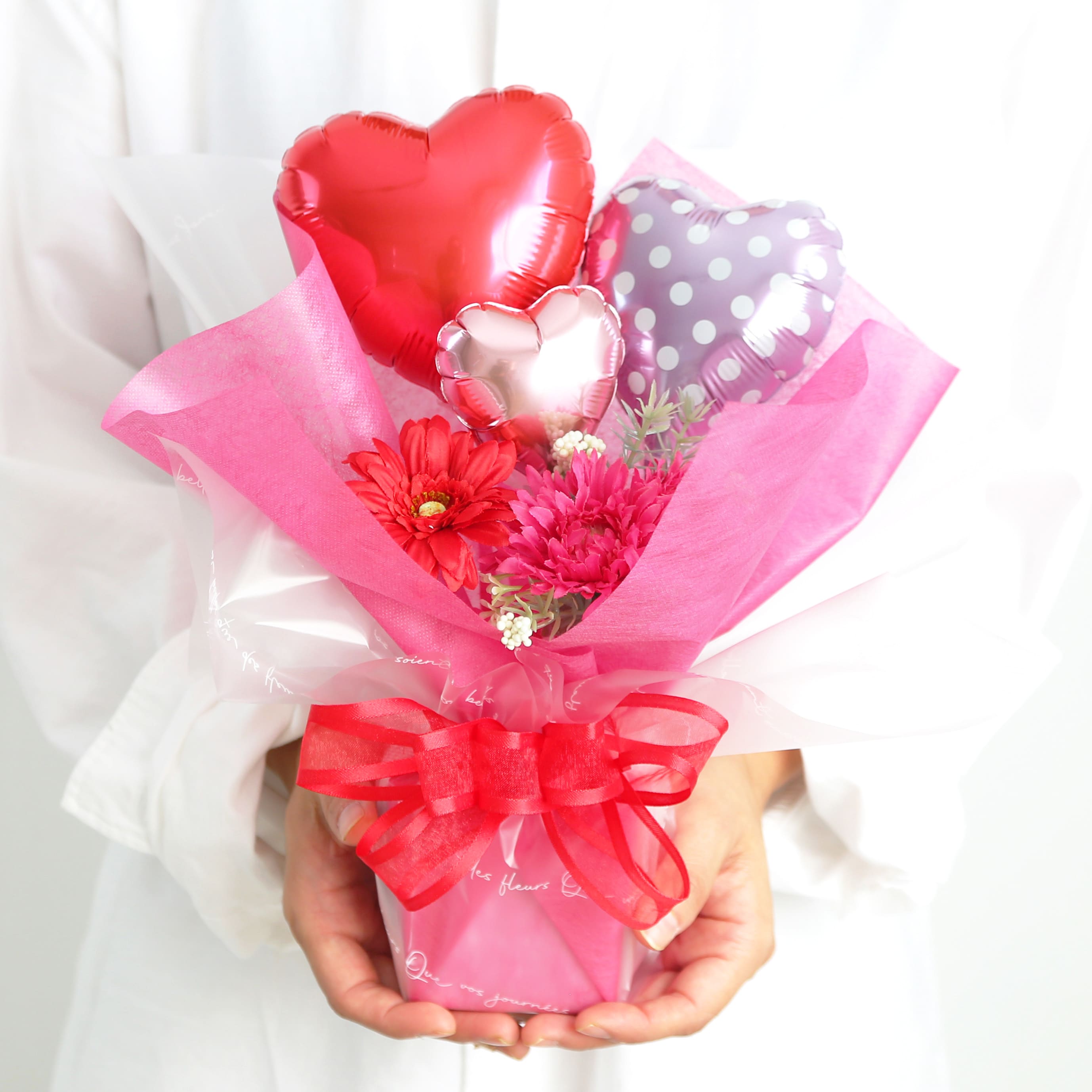 バルーンギフト卓上タイプ｜推しカラーバルーン全3色【ハートドッツ