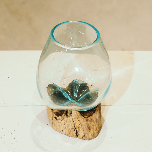 【インテリア】流木を使ったガラスのフラワーベース(D)