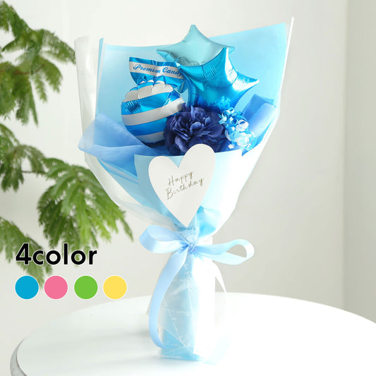 WEB限定|バルーンギフト|推しカラーバルーン全4色【キャンディスター⭐】|ブーケ~選べるメッセージカード~