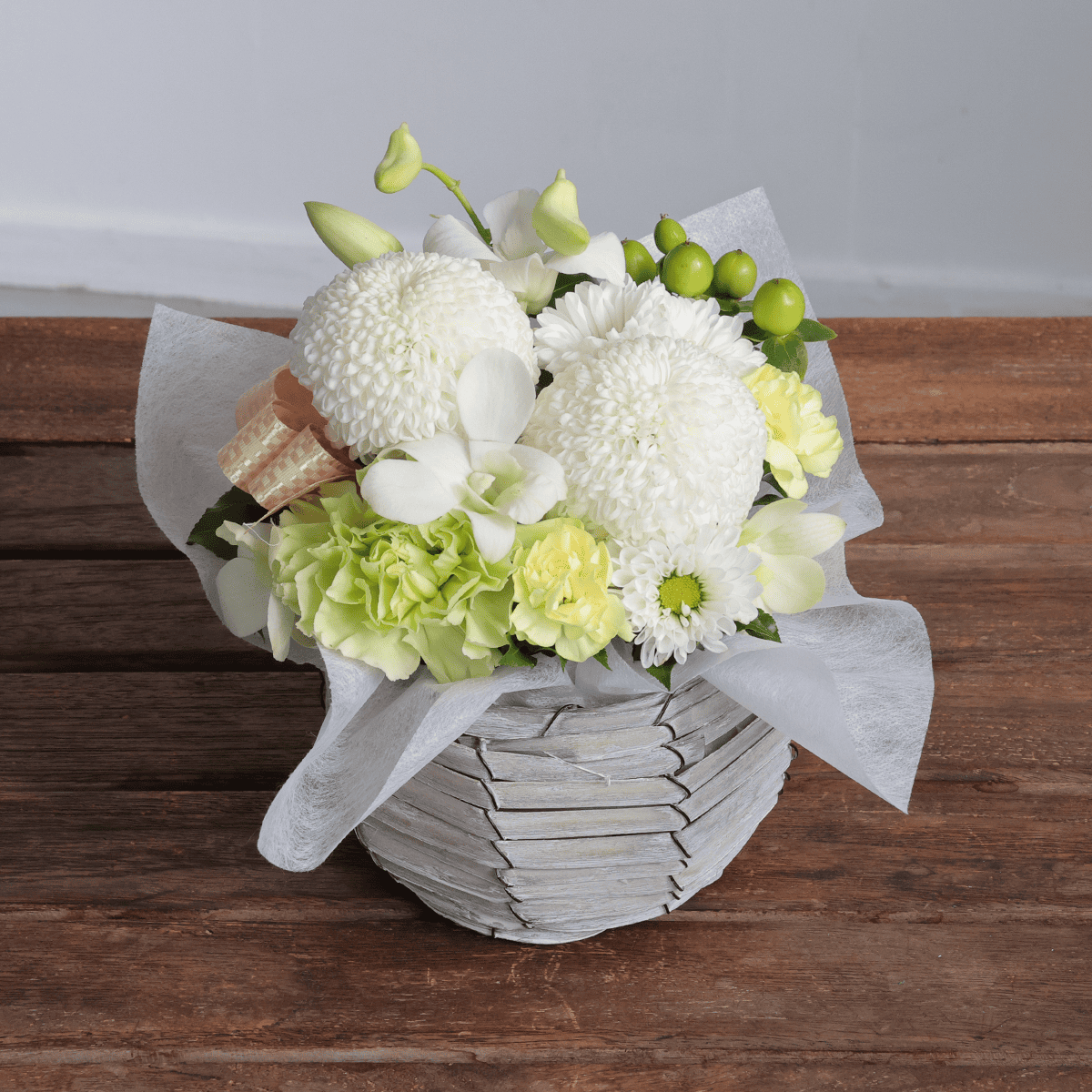 お供え花・仏花】WEB限定|アレンジメント「メモワール」(お線香 お供え花・仏花】WEB限定|アレンジメント「メモワール」(お線香