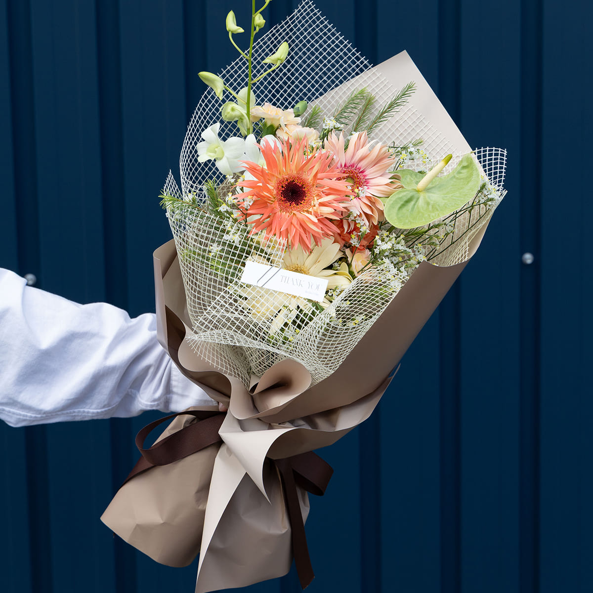 [Mother's Day Gift] Fresh Flower Arrangement "Nikori" Orange Hand Cream Set