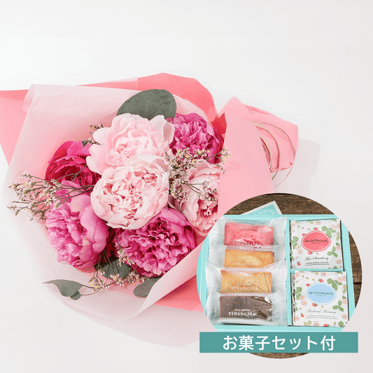 【母の日のプレゼント】生花ブーケ「ふわり」お菓子セット