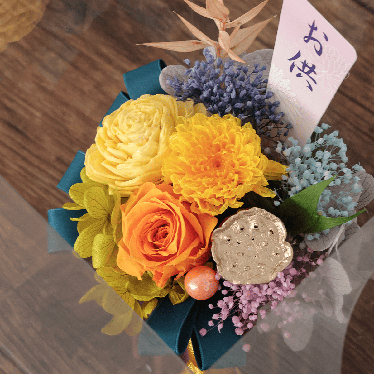 【プリザーブドフラワー】WEB限定｜御供え用 Mサイズ(オレンジ)