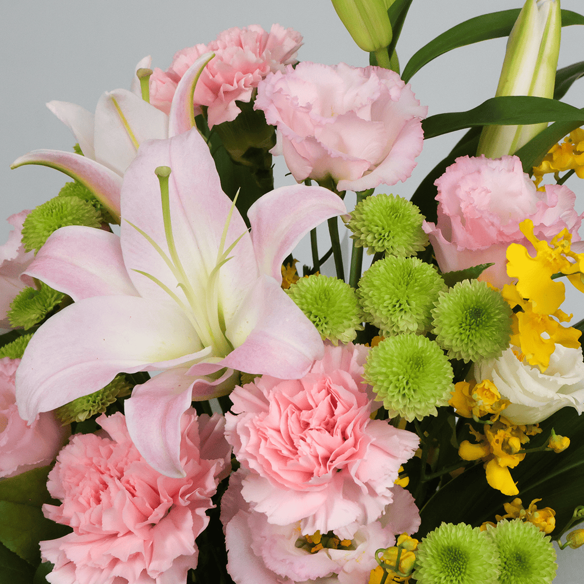 【お供え花・仏花】WEB限定｜アレンジメント「レェーヴ ピンク」（ピンクのユリ）