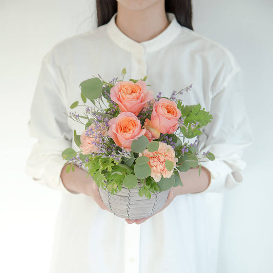 【フラワーアレンジ】Lサイズ|黄色オレンジ