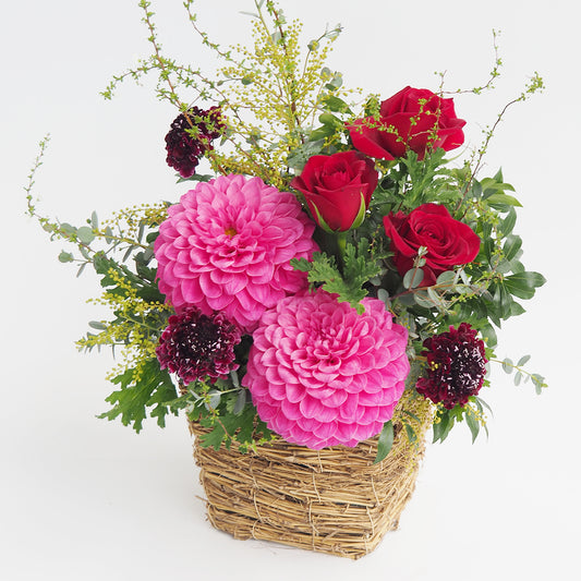 【フラーアレンジ】Lサイズ|赤・ピンク|花屋の通販|ブーケ|誕生日/結婚記念日などフラワーギフト01