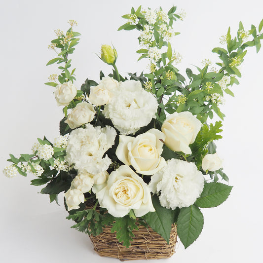 【フラワーアレンジ】Lサイズ|白・グリーン|花屋の通販|ブーケ|誕生日/結婚記念日などフラワーギフト01